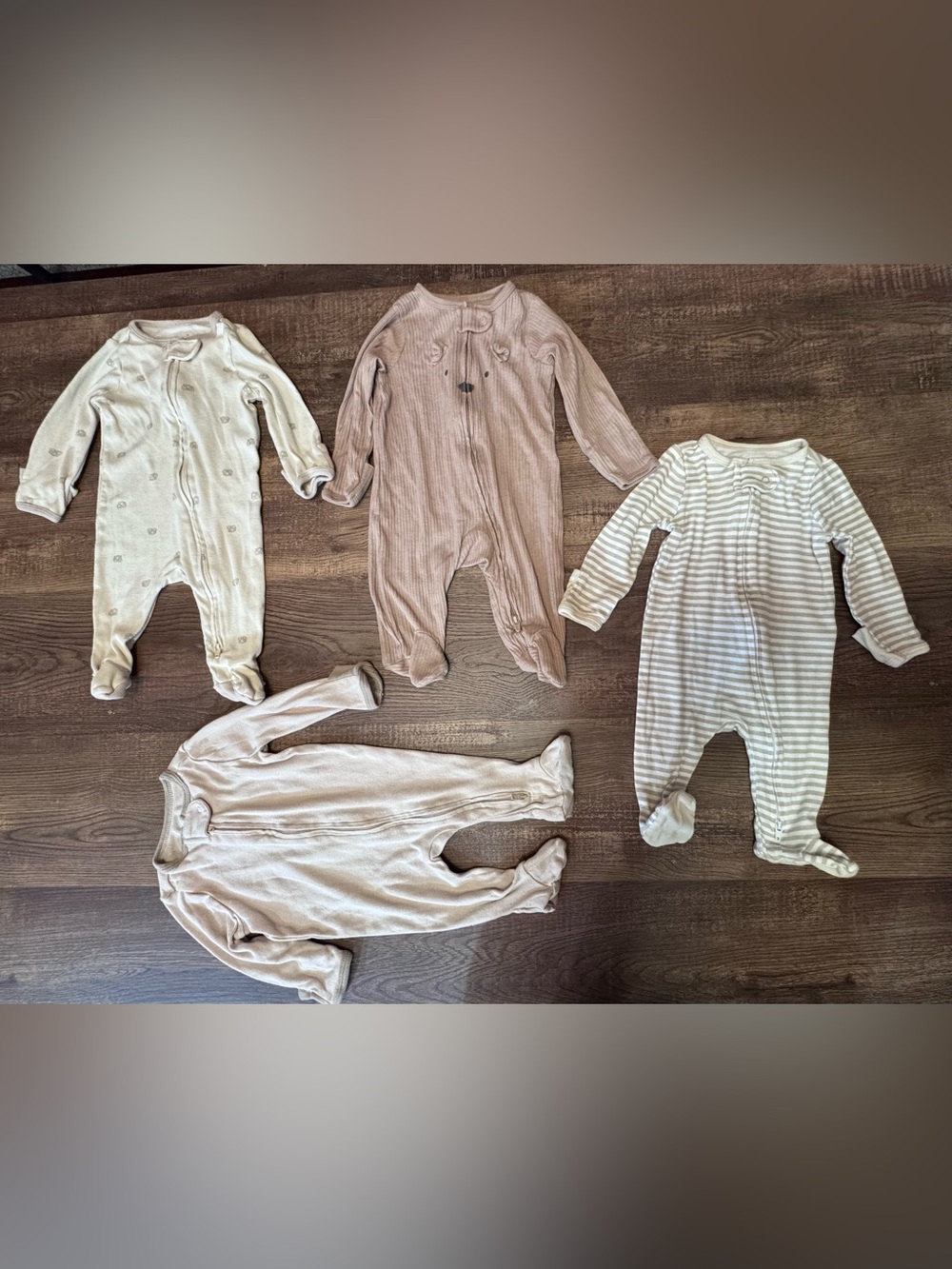 cloud island Neutral Beige & Cream Ribbed Footed Baby One-Piece Set